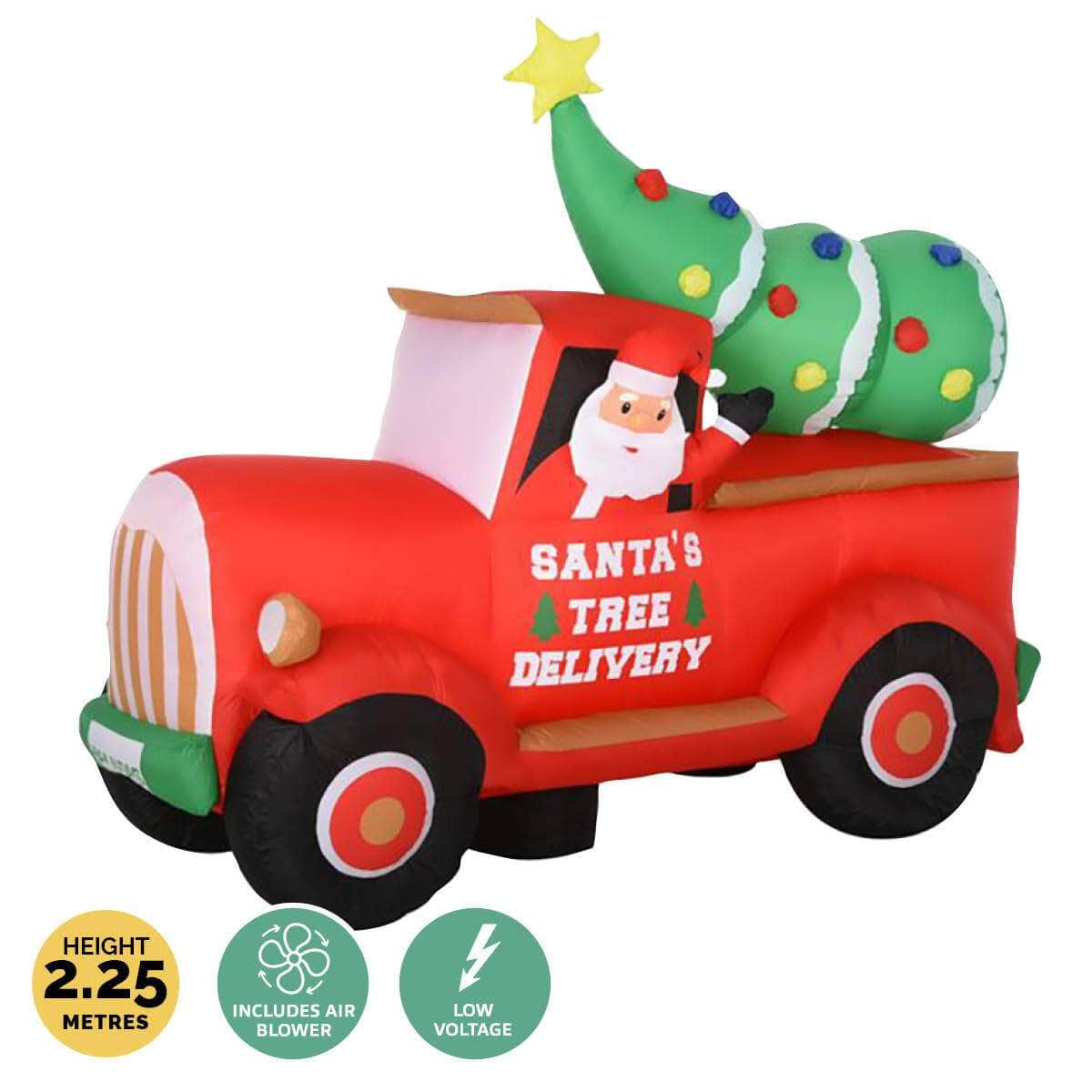 2.25m Santa Ute & Tree Built-In Blower Bright LED Lighting