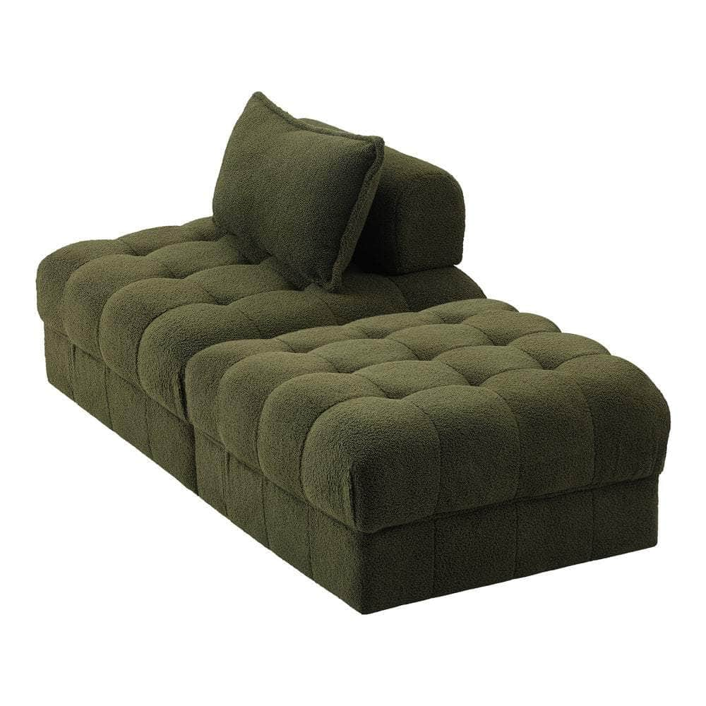 2/3/4/5/6 Seater Boucle Modular Sofa & Ottoman Set Green