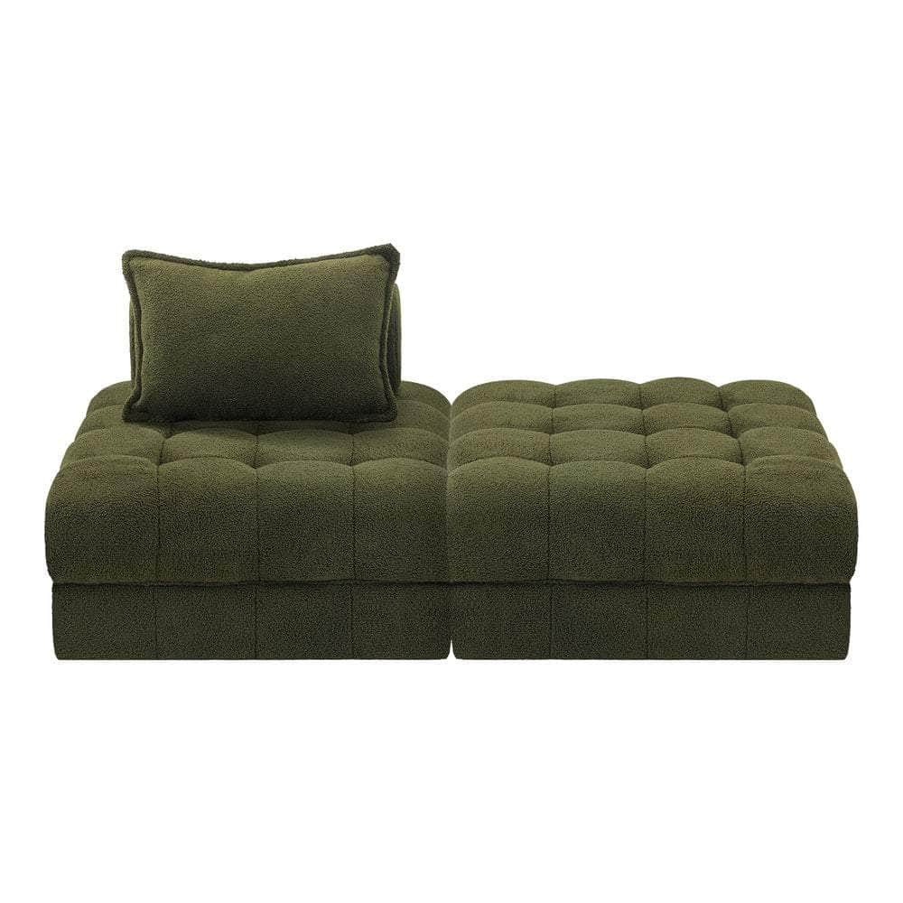 2/3/4/5/6 Seater Boucle Modular Sofa & Ottoman Set Green