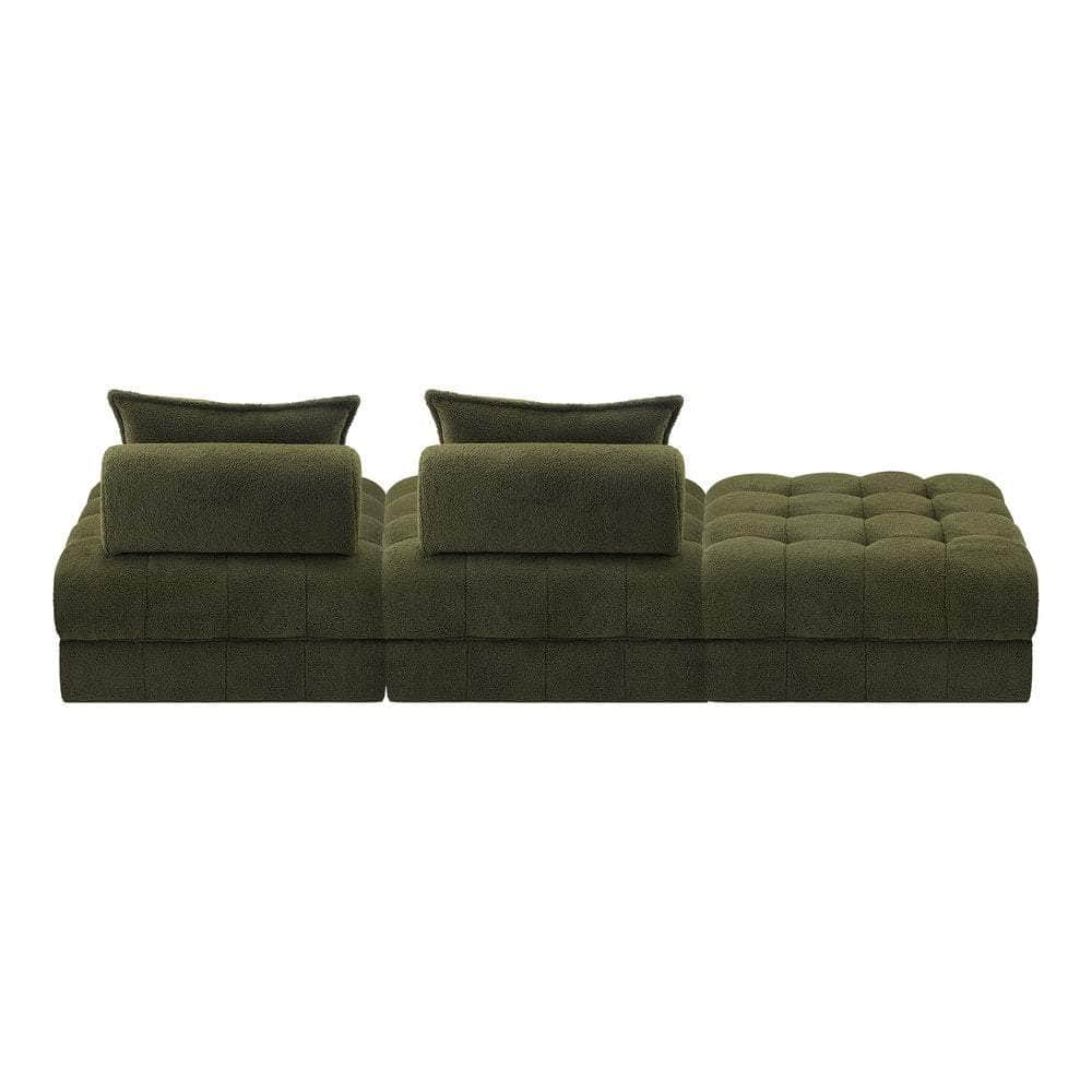 2/3/4/5/6 Seater Boucle Modular Sofa & Ottoman Set Green