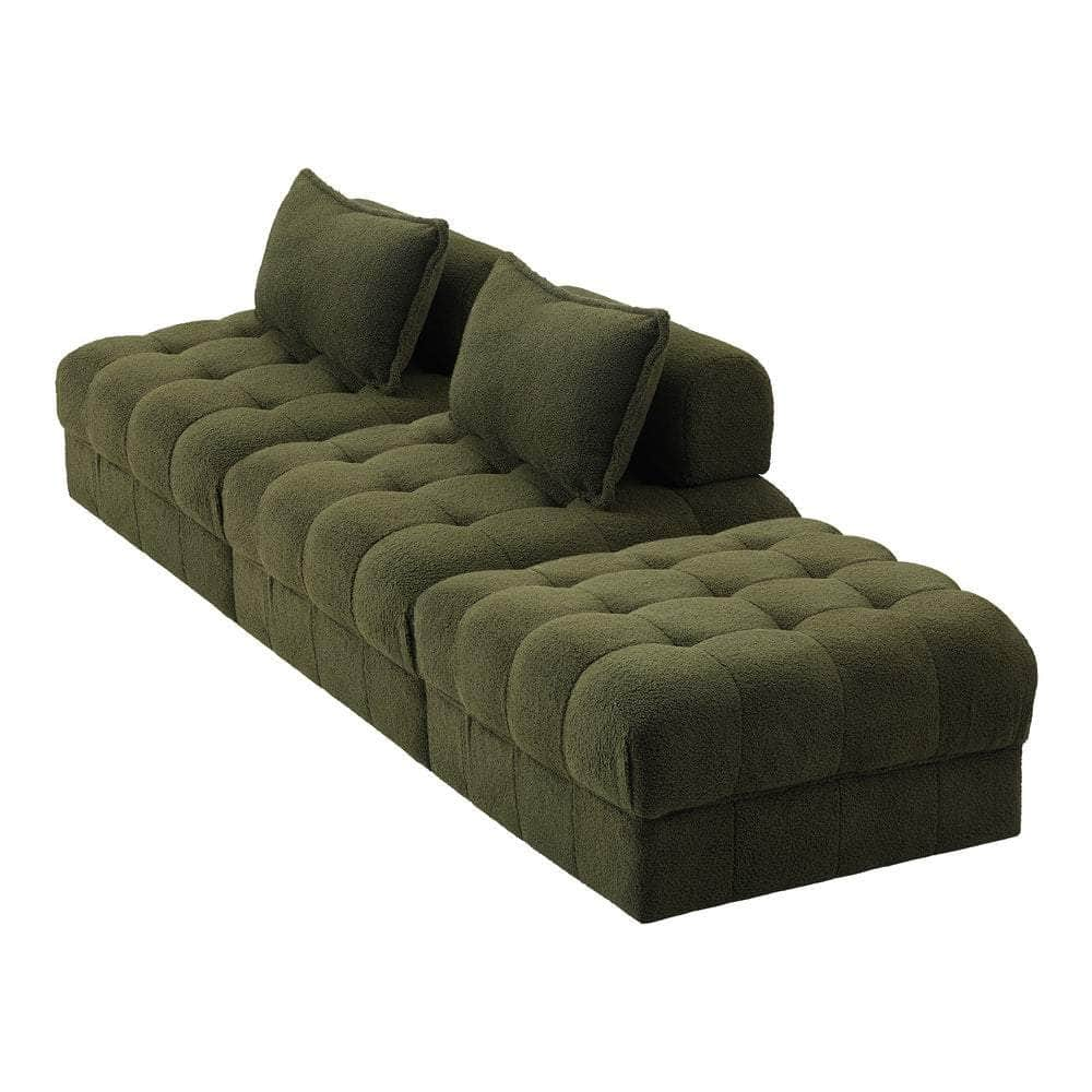 2/3/4/5/6 Seater Boucle Modular Sofa & Ottoman Set Green