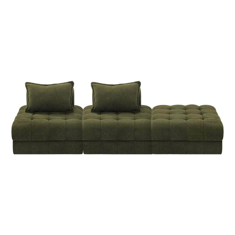 2/3/4/5/6 Seater Boucle Modular Sofa & Ottoman Set Green