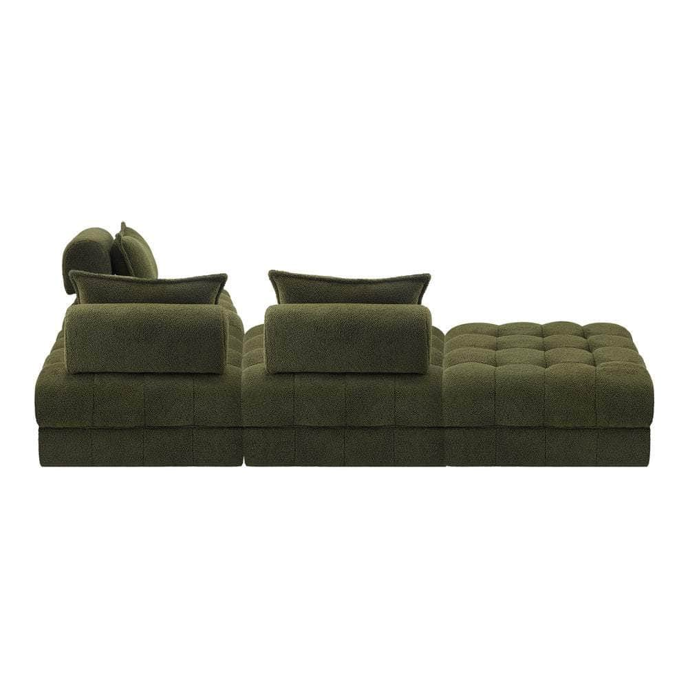 2/3/4/5/6 Seater Boucle Modular Sofa & Ottoman Set Green