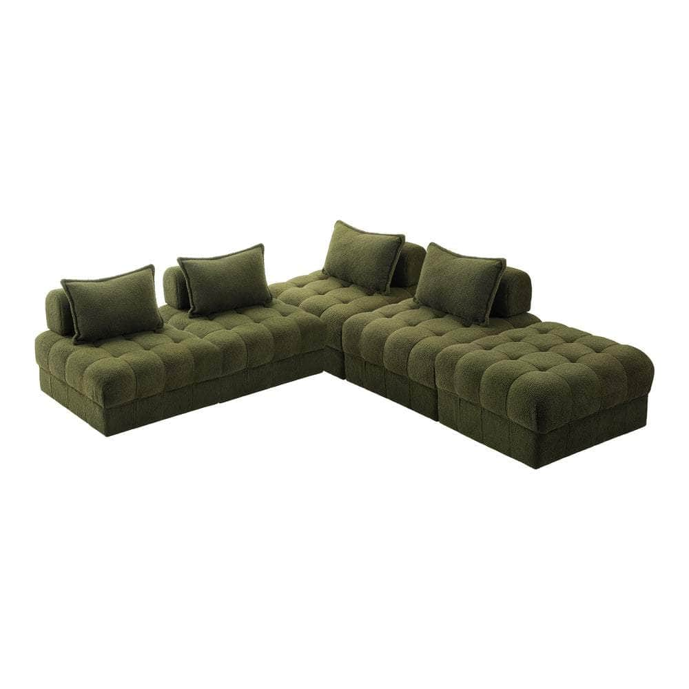 2/3/4/5/6 Seater Boucle Modular Sofa & Ottoman Set Green