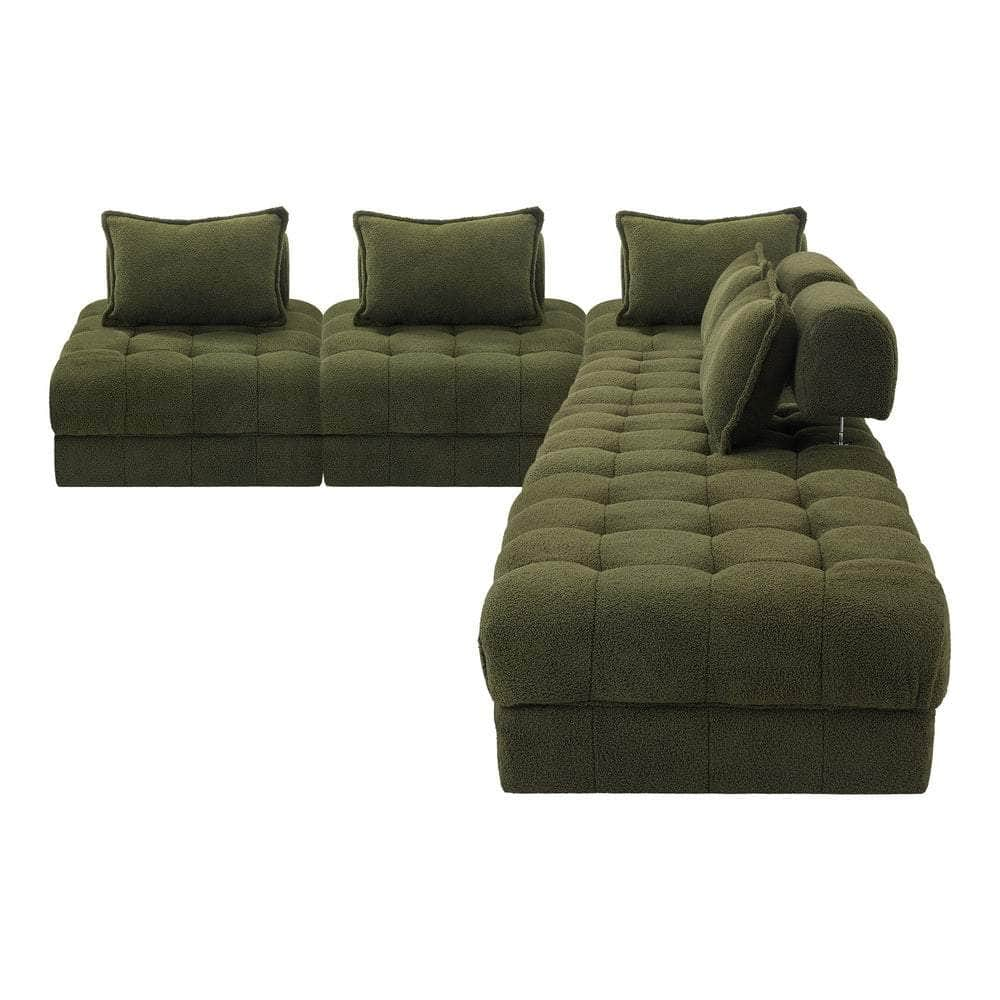 2/3/4/5/6 Seater Boucle Modular Sofa & Ottoman Set Green