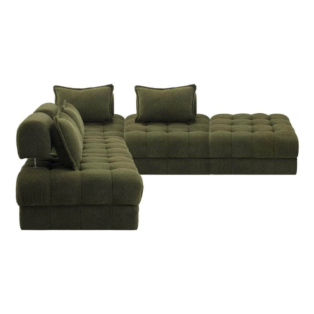 2/3/4/5/6 Seater Boucle Modular Sofa & Ottoman Set Green