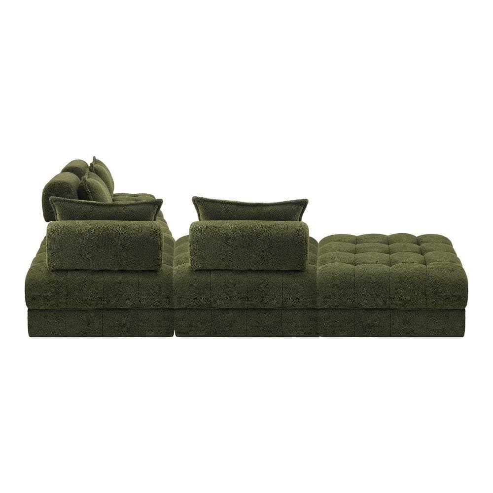 2/3/4/5/6 Seater Boucle Modular Sofa & Ottoman Set Green