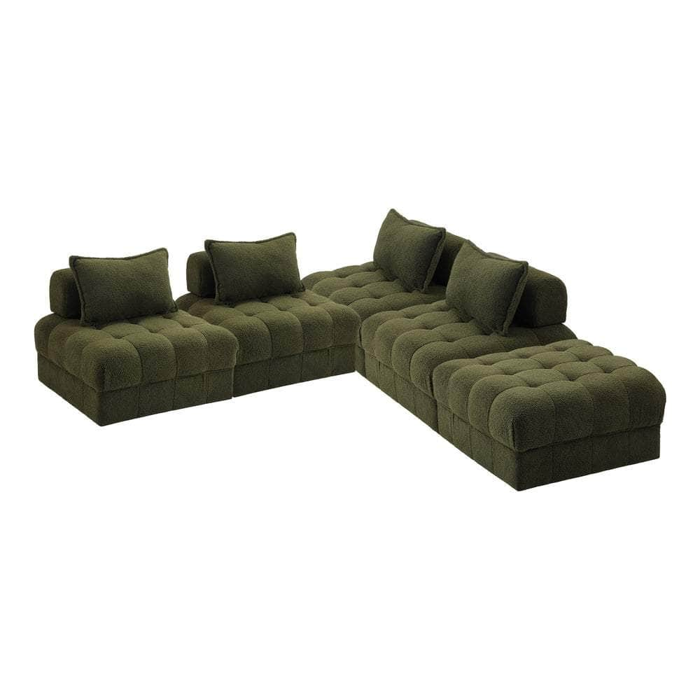 2/3/4/5/6 Seater Boucle Modular Sofa & Ottoman Set Green