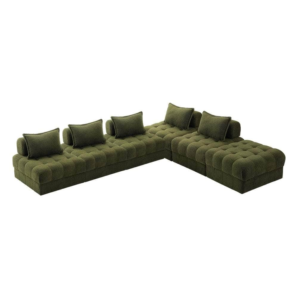 2/3/4/5/6 Seater Boucle Modular Sofa & Ottoman Set Green