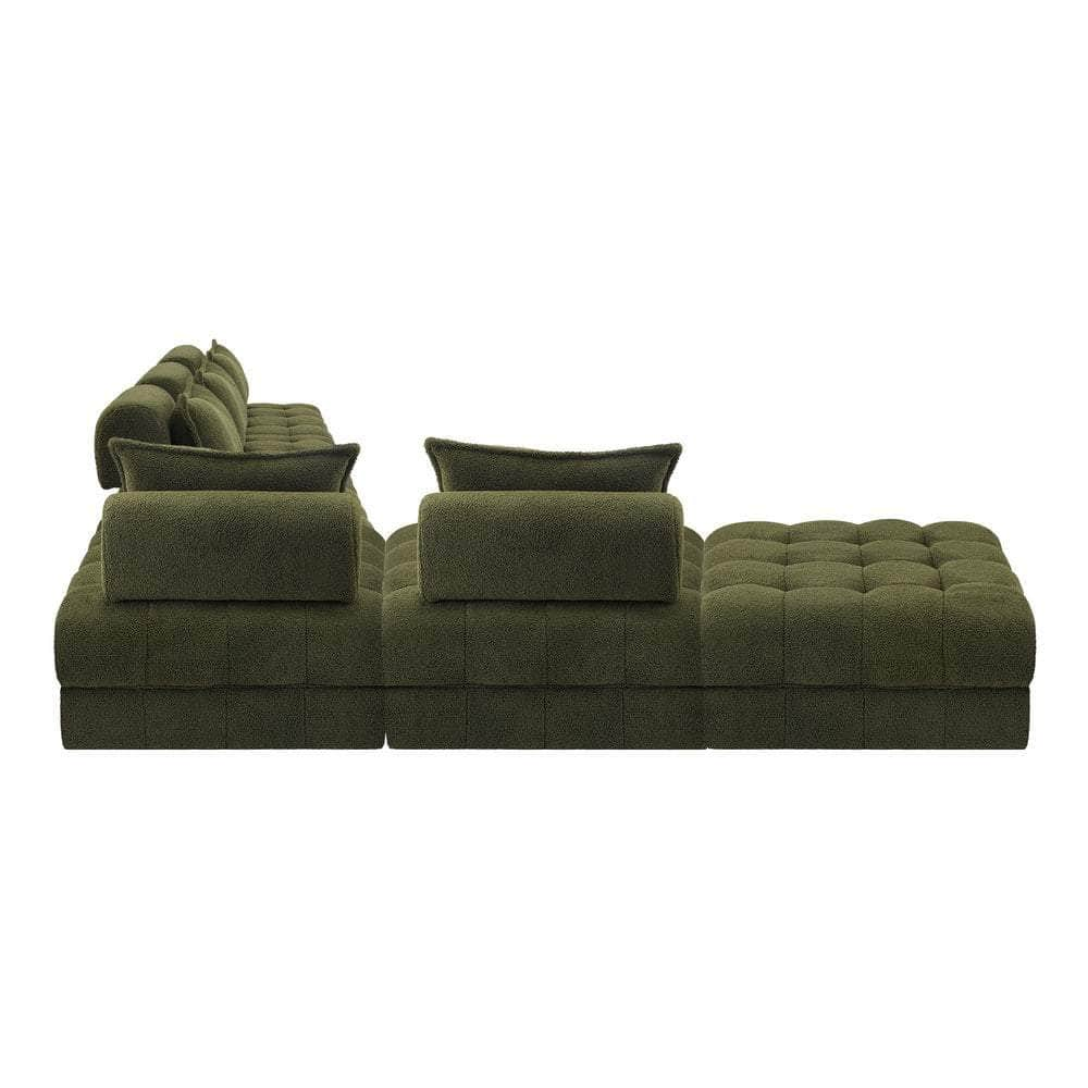 2/3/4/5/6 Seater Boucle Modular Sofa & Ottoman Set Green