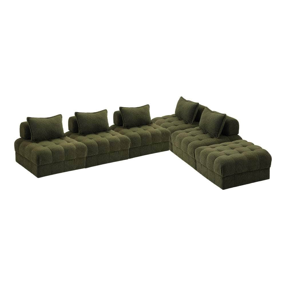 2/3/4/5/6 Seater Boucle Modular Sofa & Ottoman Set Green