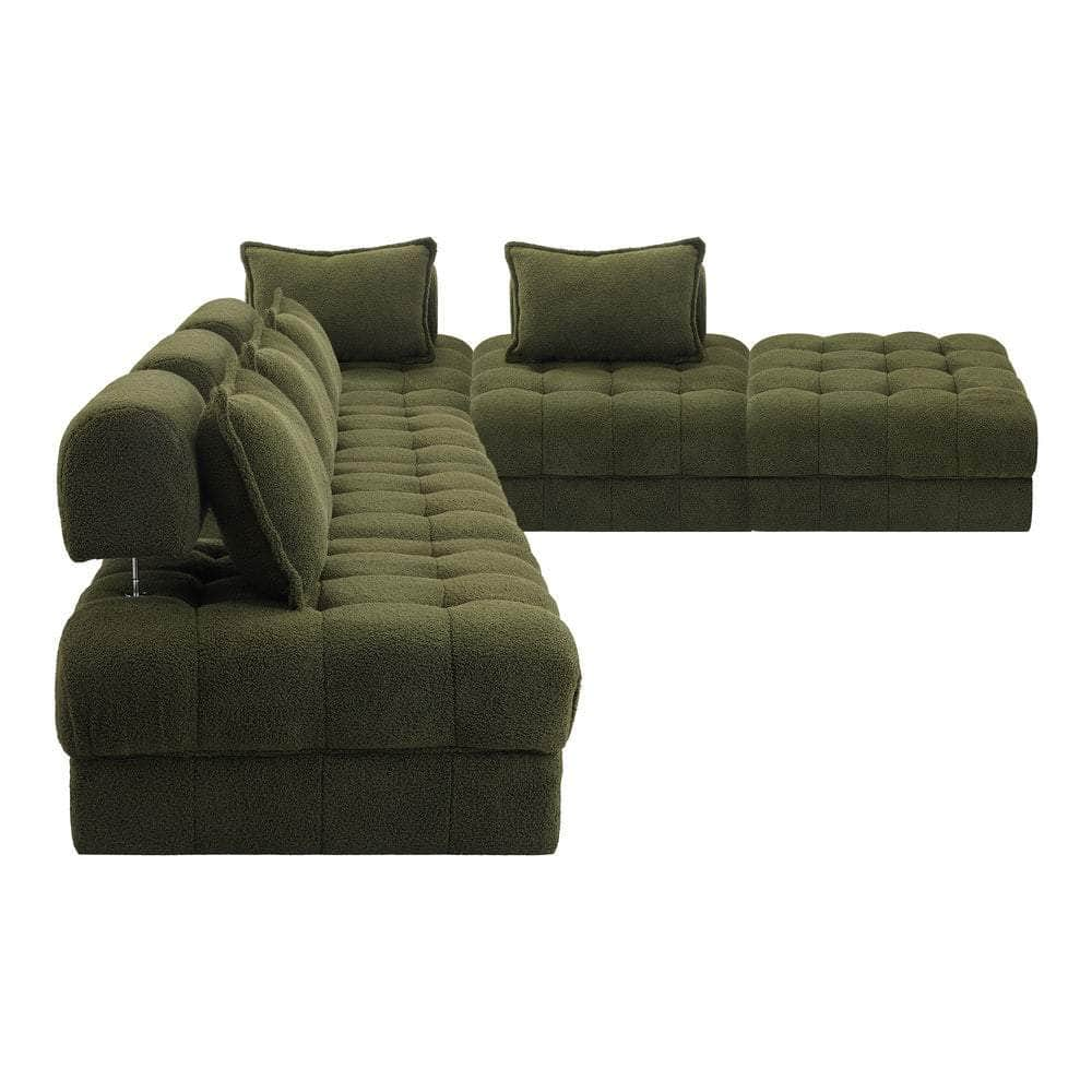 2/3/4/5/6 Seater Boucle Modular Sofa & Ottoman Set Green