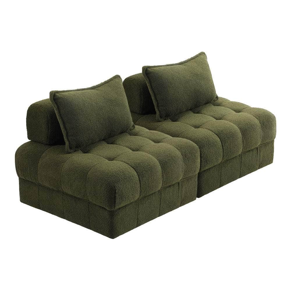 2/3/4/5/6 Seater Boucle Modular Sofa & Ottoman Set Green