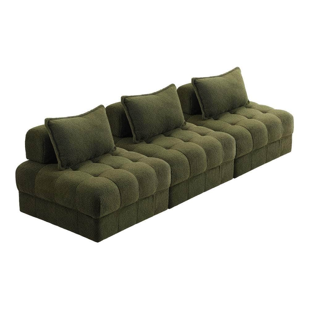 2/3/4/5/6 Seater Boucle Modular Sofa & Ottoman Set Green