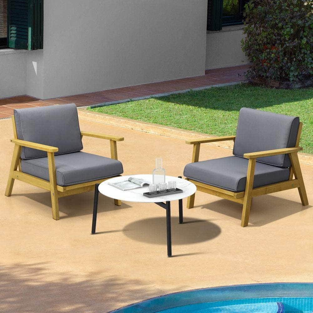 2/3/4 Seater Outdoor Lounge Set 70cm White Coffee Side Table