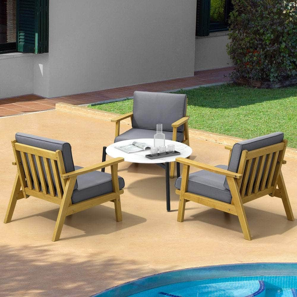 2/3/4 Seater Outdoor Lounge Set 70cm White Coffee Side Table