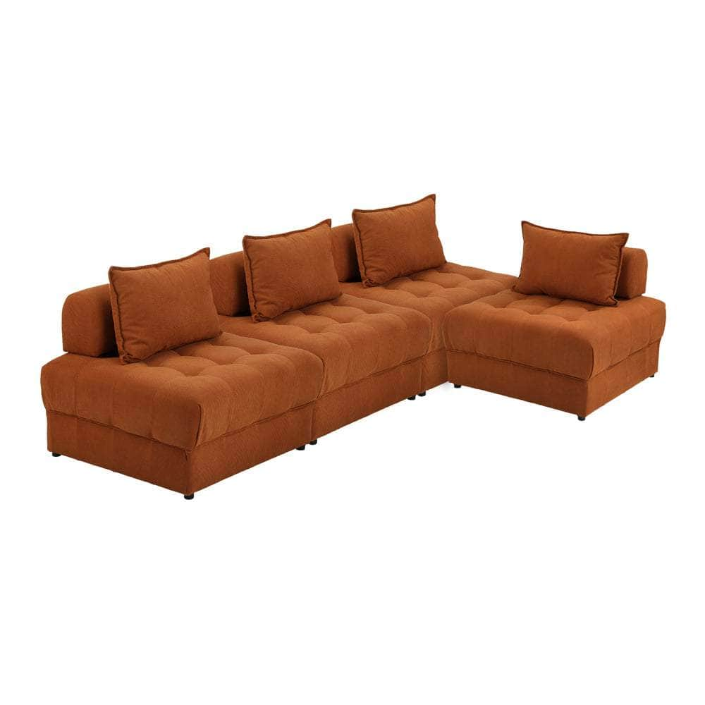 2/3/4 Seater Velvet Modular Sofa Lounge Chair with Backrest Brown