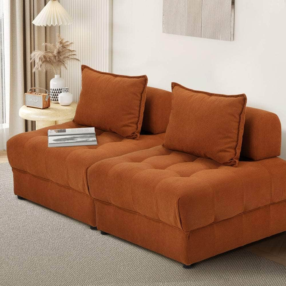 2/3/4 Seater Velvet Modular Sofa Lounge Chair with Backrest Brown