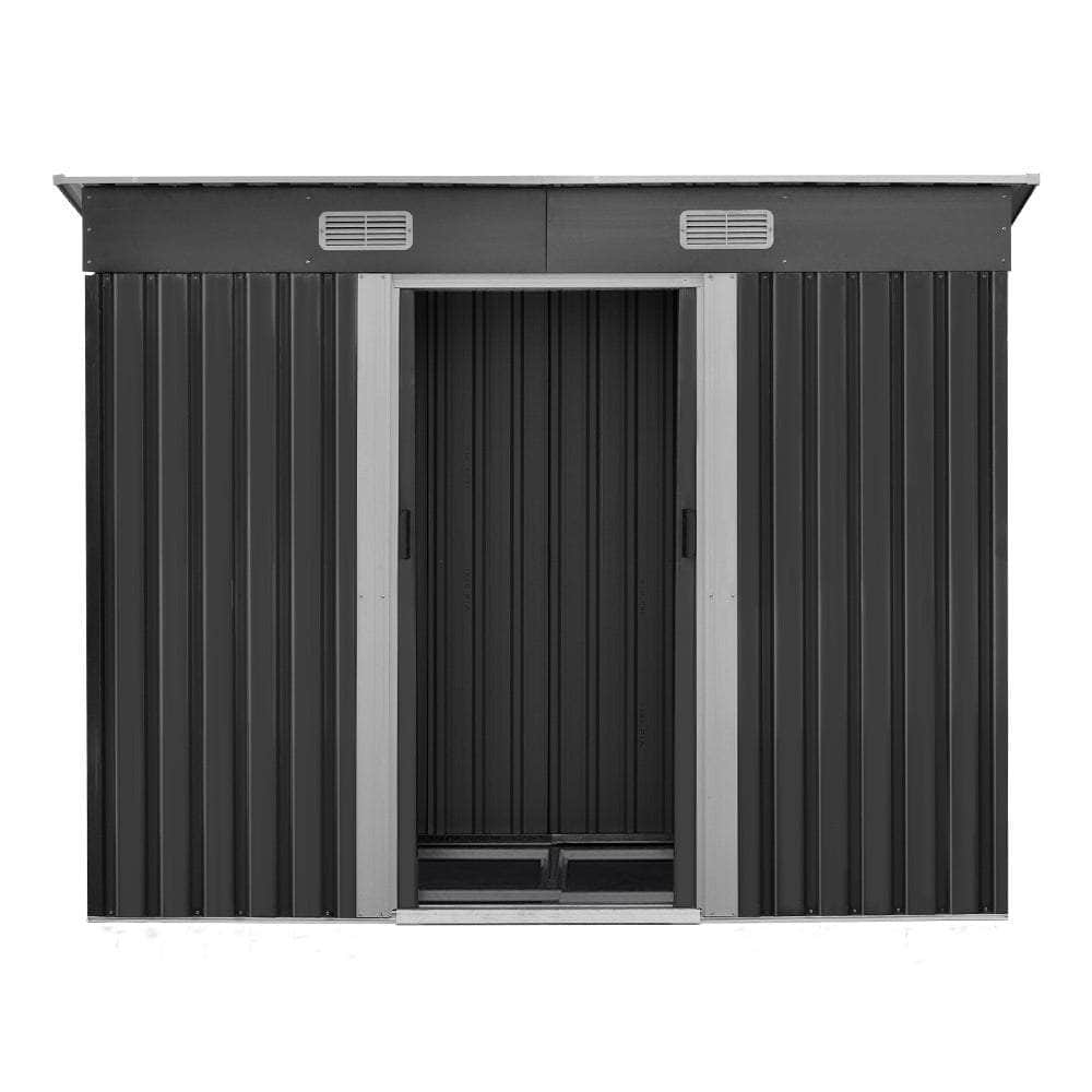 2.38X1.31M Garden Shed With Metal Base And Sliding Door