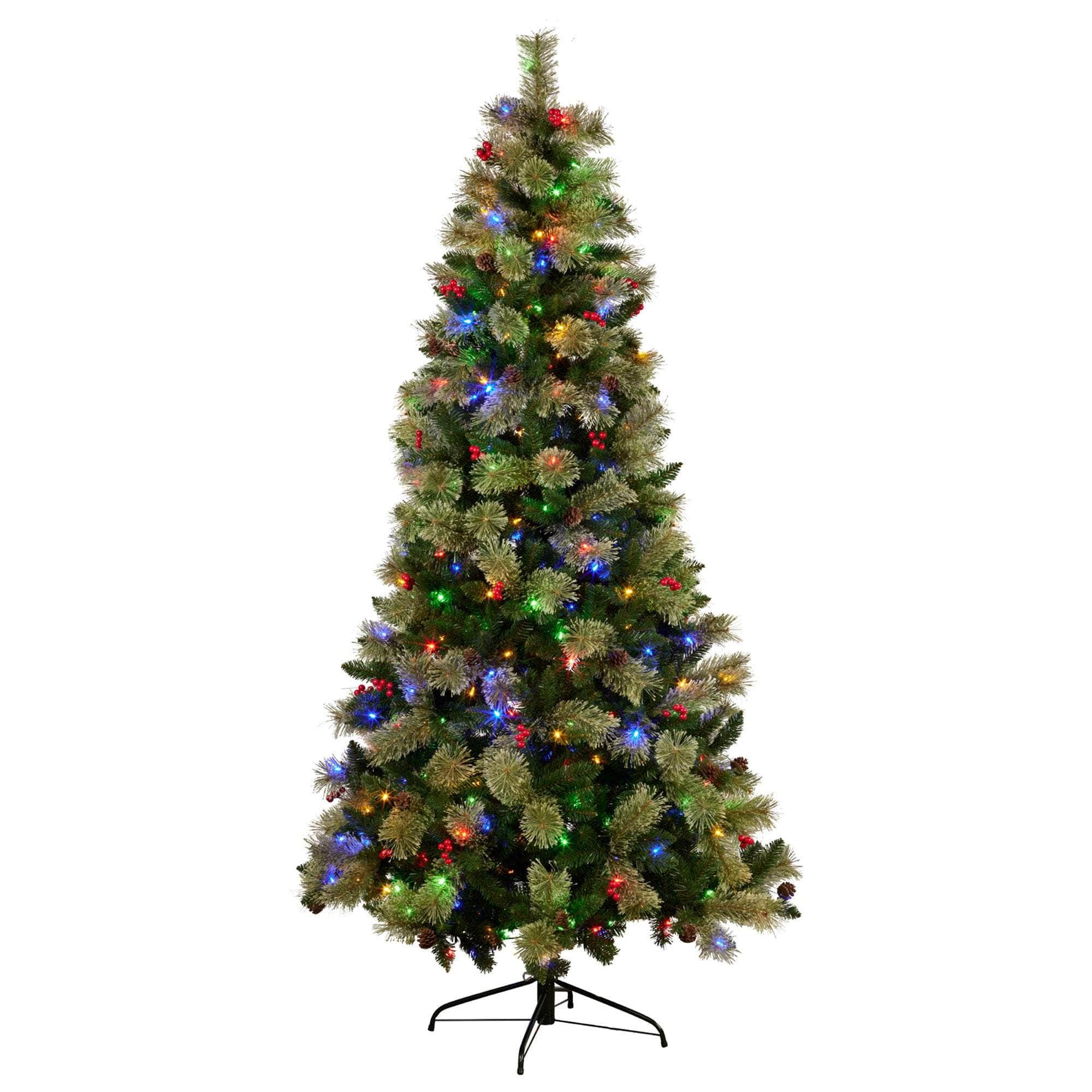 2.3m Bristle Berry Multicolour Pre-Lit Christmas Tree with 1116 Tips