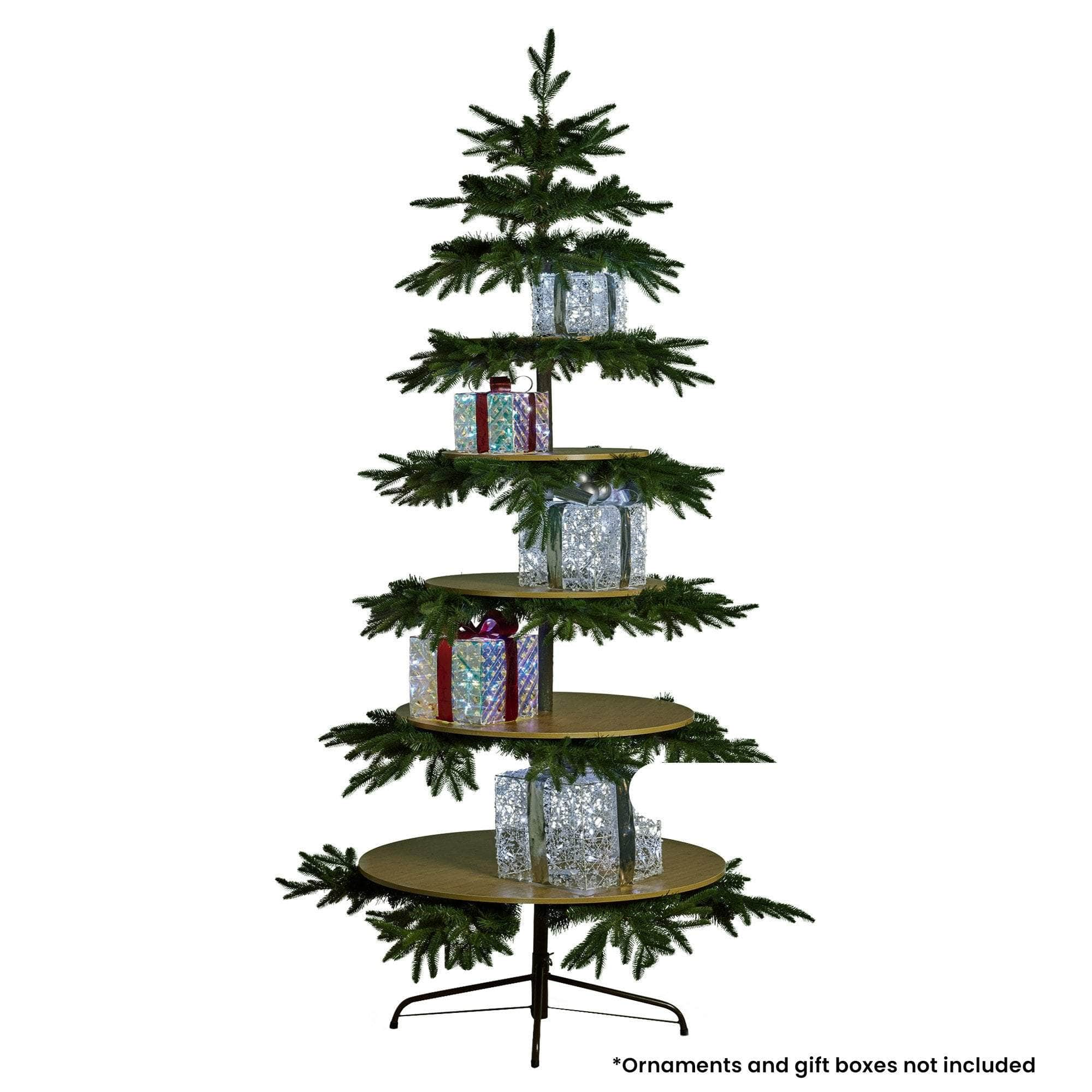 2.3m Christmas Display Tree with 5 Shelves & Foliage