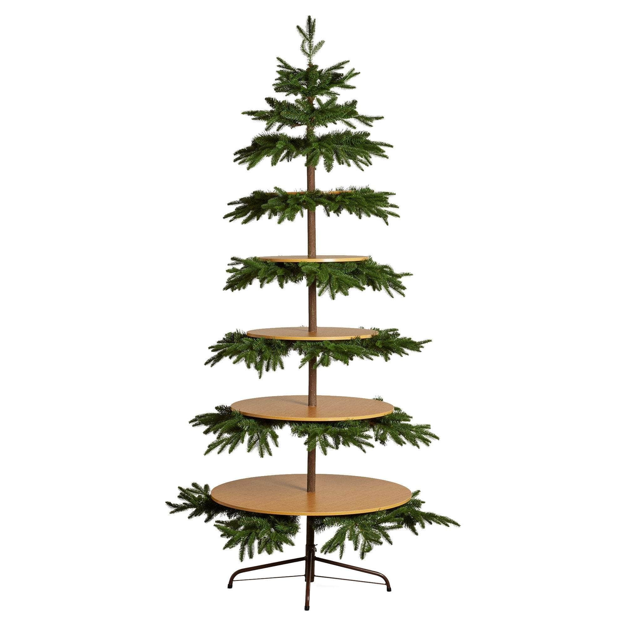 2.3m Christmas Display Tree with 5 Shelves & Foliage