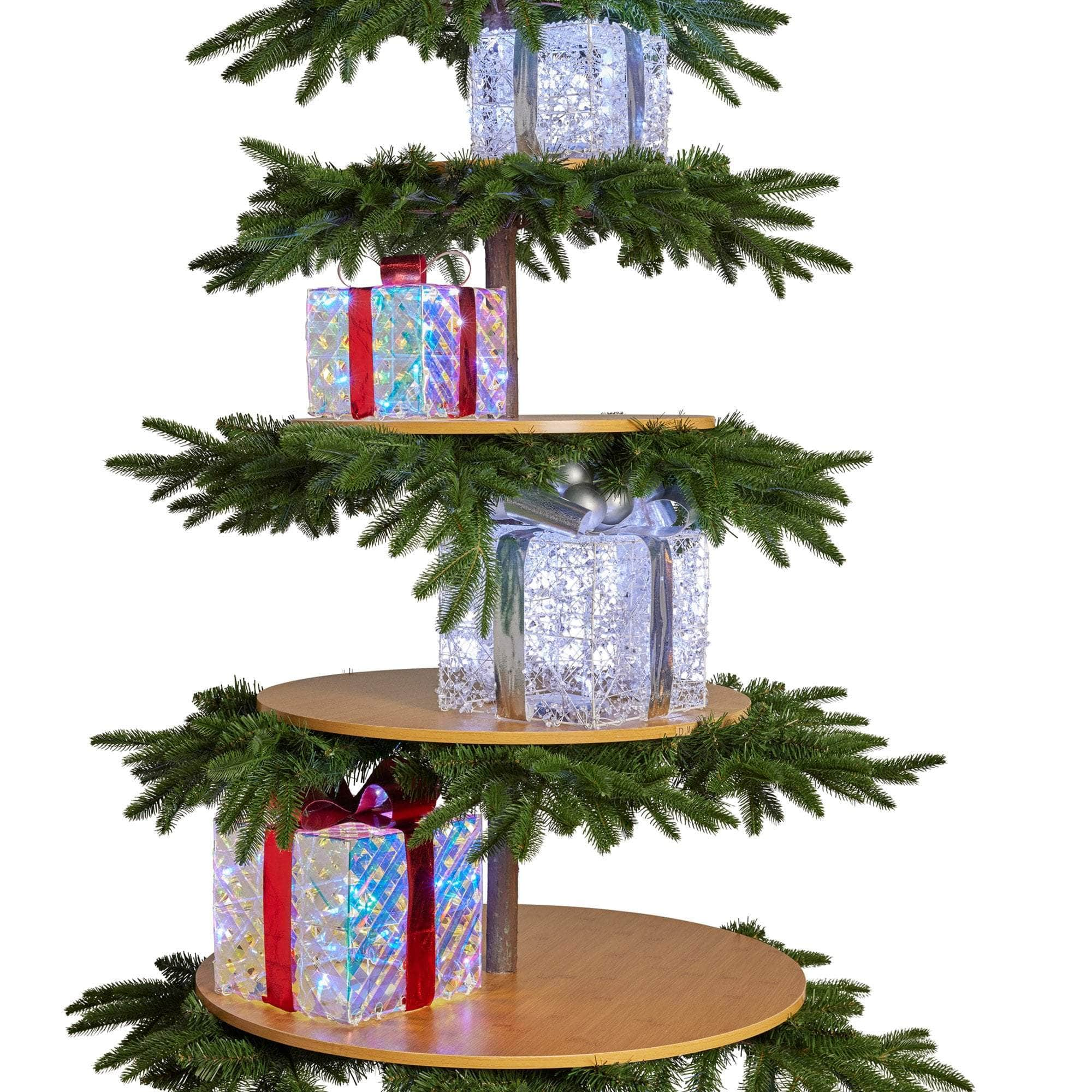 2.3m Christmas Display Tree with 5 Shelves & Foliage