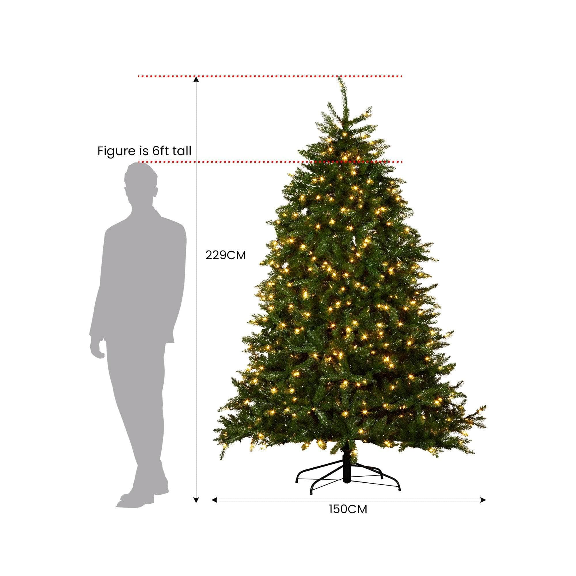 2.3m Dunhill Shimmer Fir Pre-Lit Christmas Tree