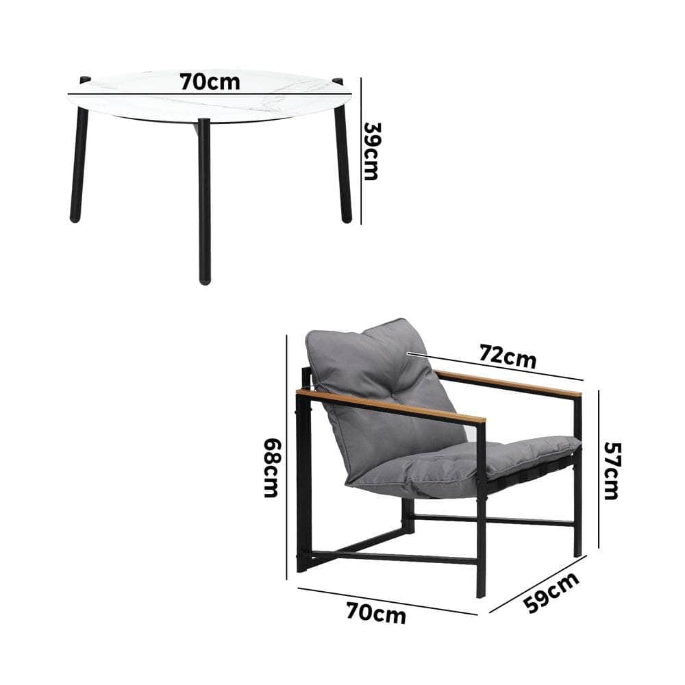 2/4 Seater Outdoor Patio Set 70CM Round White Marble Table