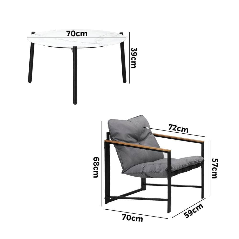 2/4 Seater Outdoor Patio Set 70CM Round White Marble Table