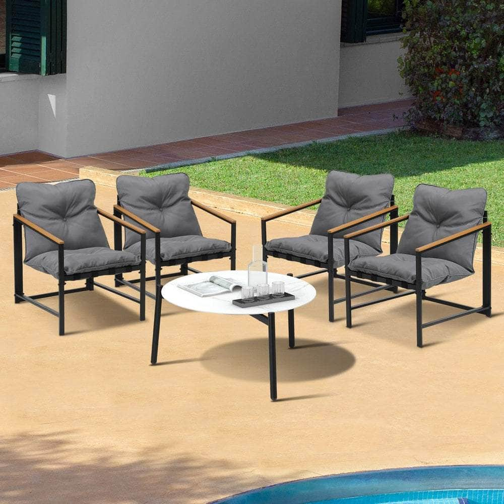 2/4 Seater Outdoor Patio Set 70CM Round White Marble Table