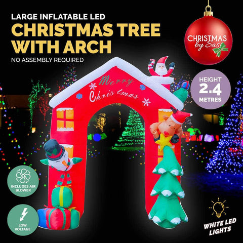 2.4 x 2.09m Christmas Arch Self Inflating Bright LED Lights