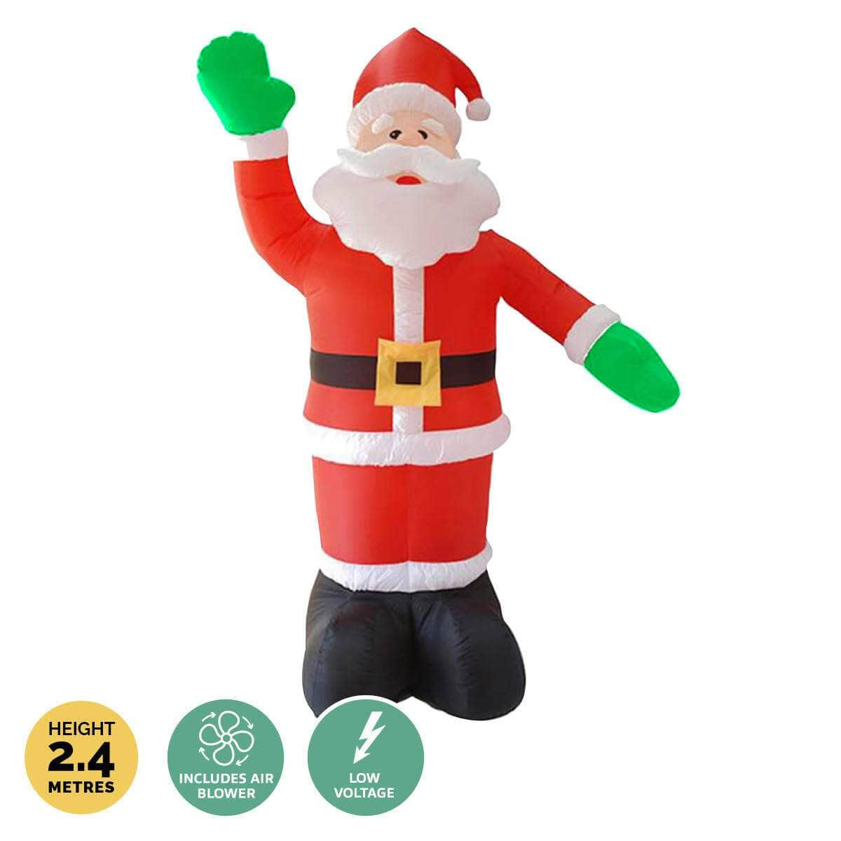 2.4m Waving Santa Self Inflating Bright LED Lighting