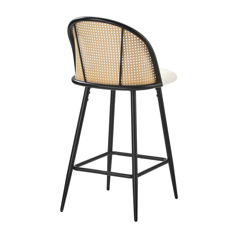 2/4x Bar Stools Kitchen Counter Stool Rattan Boucle Fabric