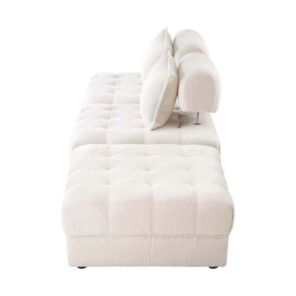 2-6 Seater Boucle Modular Sofa & Ottoman Set Armless White