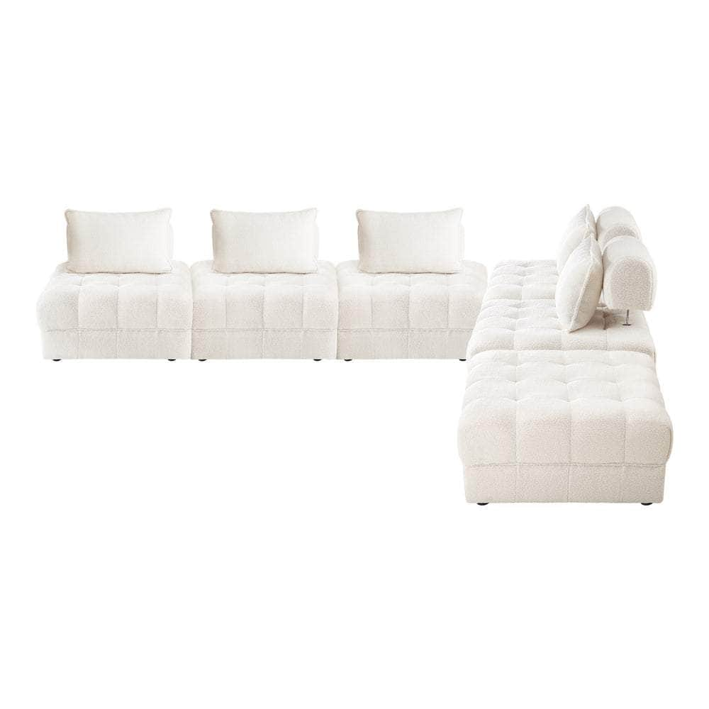 2-6 Seater Boucle Modular Sofa & Ottoman Set Armless White