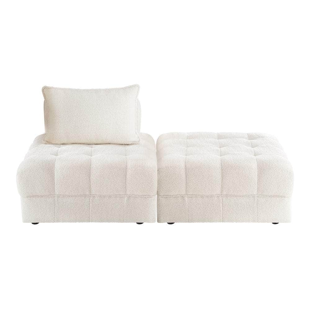 2-6 Seater Boucle Modular Sofa & Ottoman Set Armless White