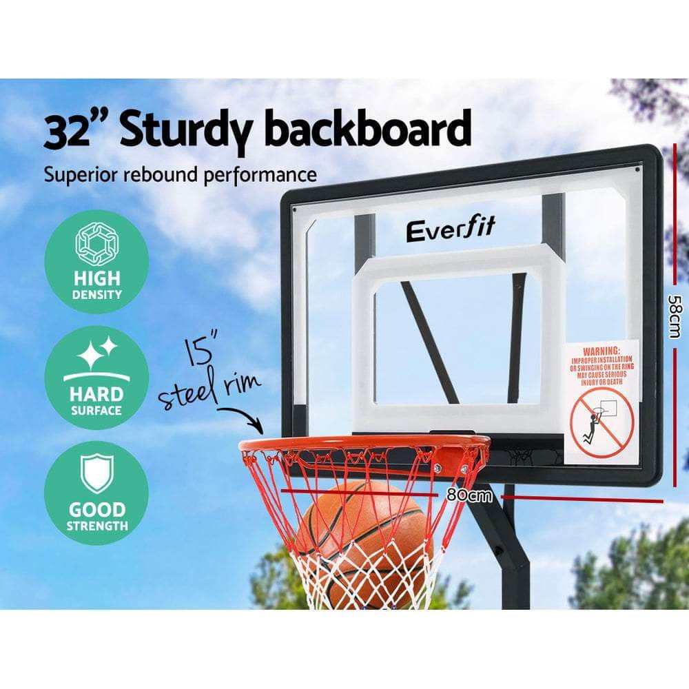 2.6M Basketball Hoop Stand System Adjustable Portable Pro Kids Clear