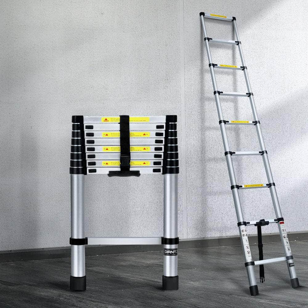 2.6M Telescopic Ladder Aluminium Extension Extendable Steps Adjustable Height