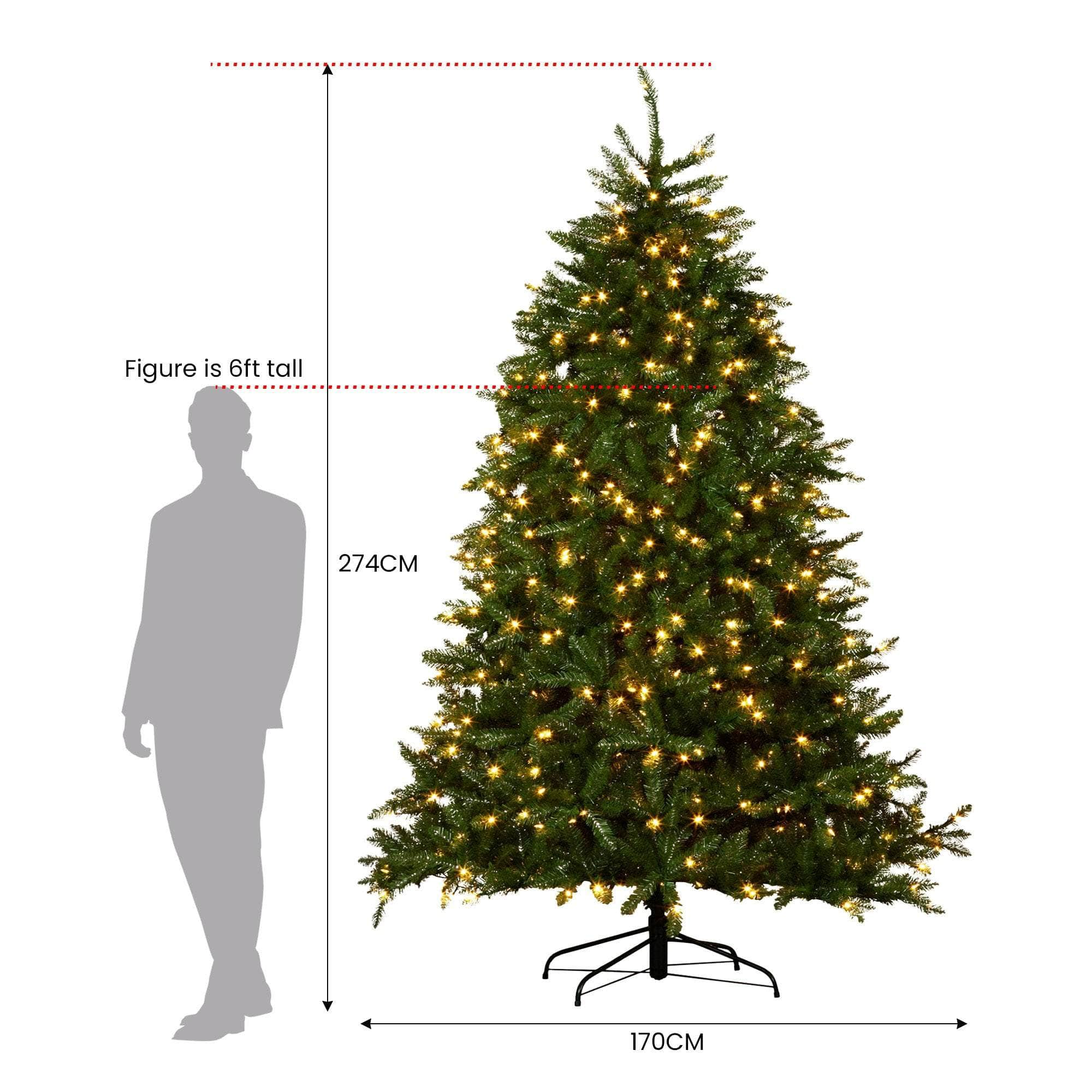 2.7m Dunhill Shimmer Fir Pre-Lit Christmas Tree