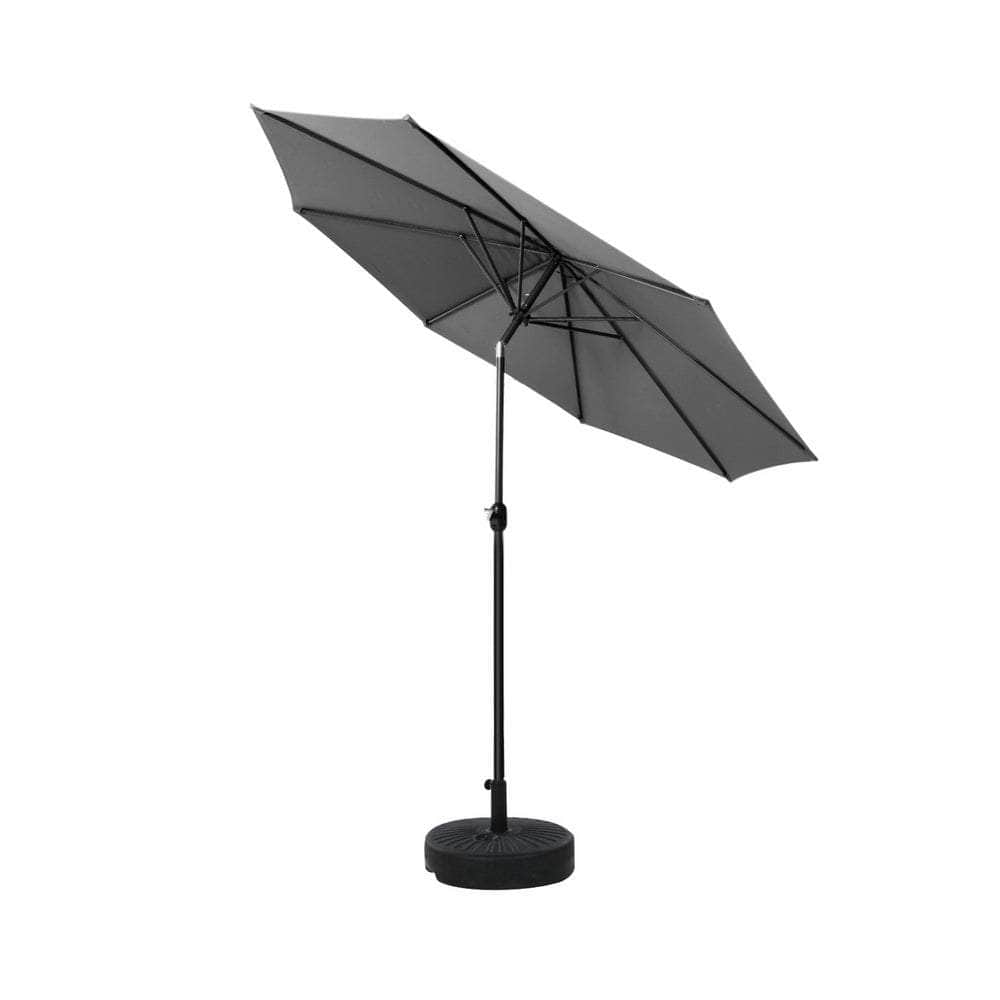 2.7M Outdoor Umbrella with Base - Charcoal