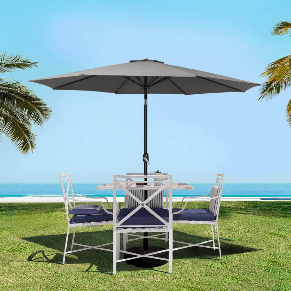 2.7M Outdoor Umbrella with Base - Charcoal