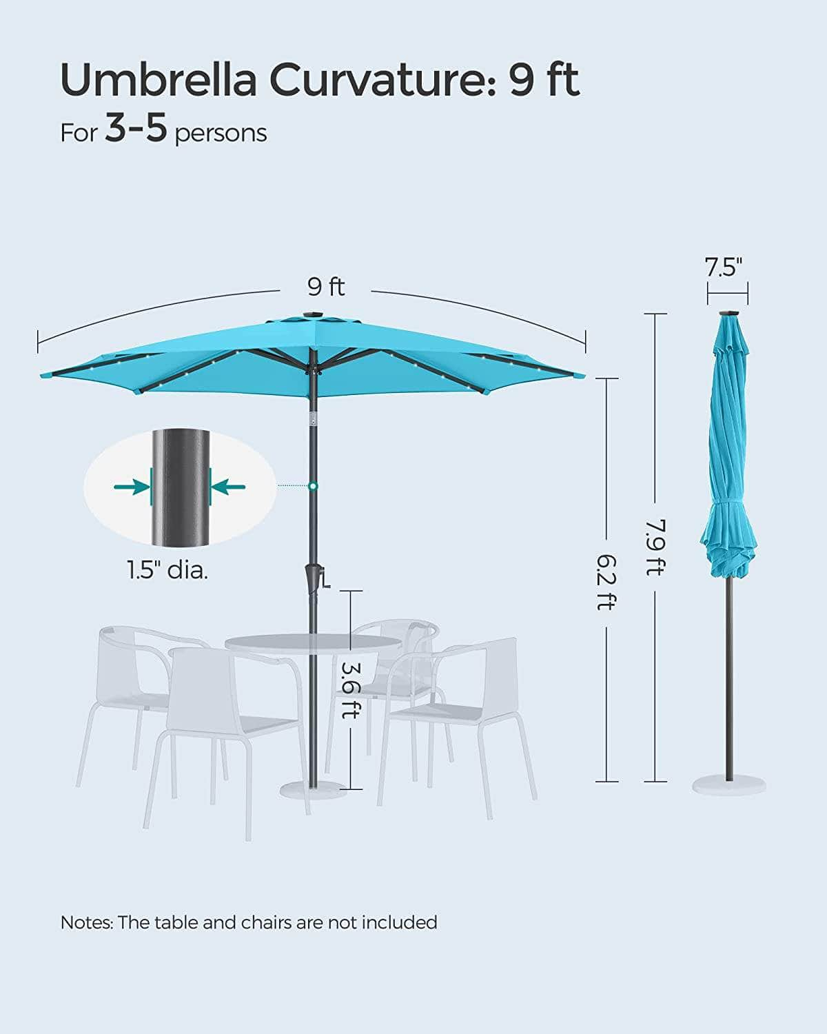 2.7M Patio Outdoor Table Umbrella White