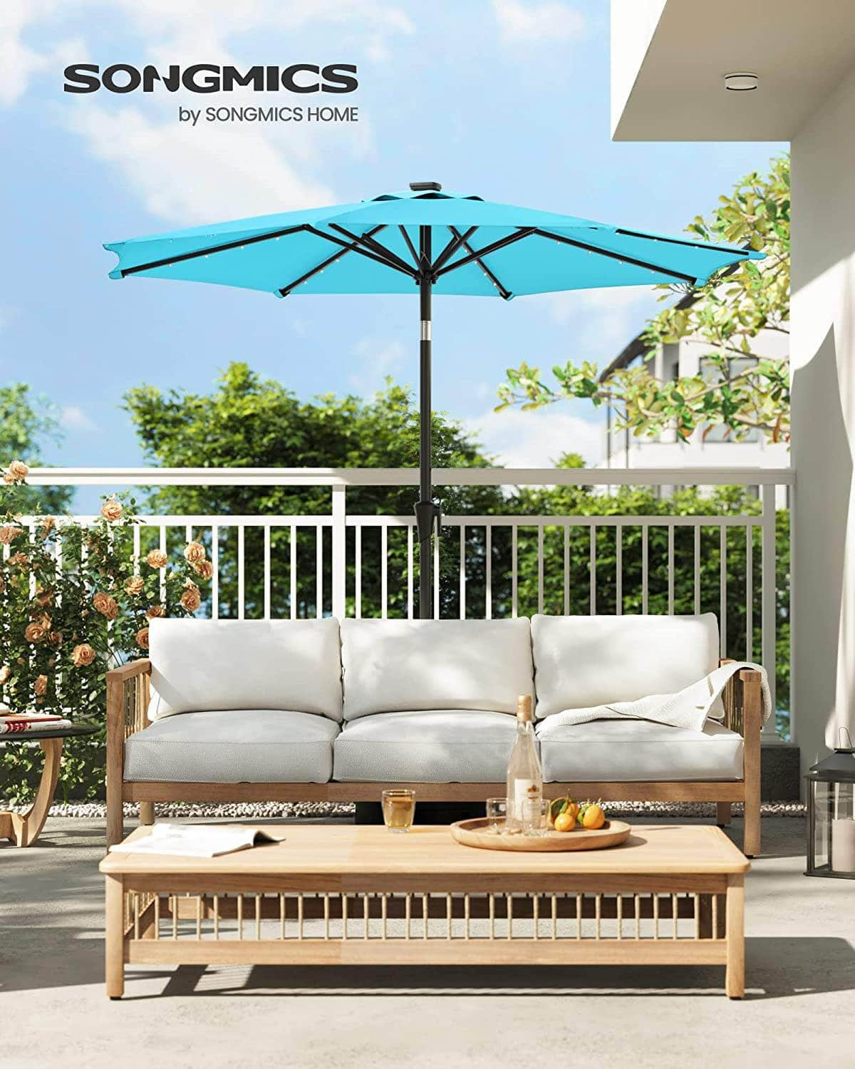 2.7M Patio Outdoor Table Umbrella White