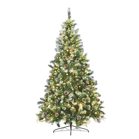 2.7m Pre Lit LED Christmas Tree with Pine Cones