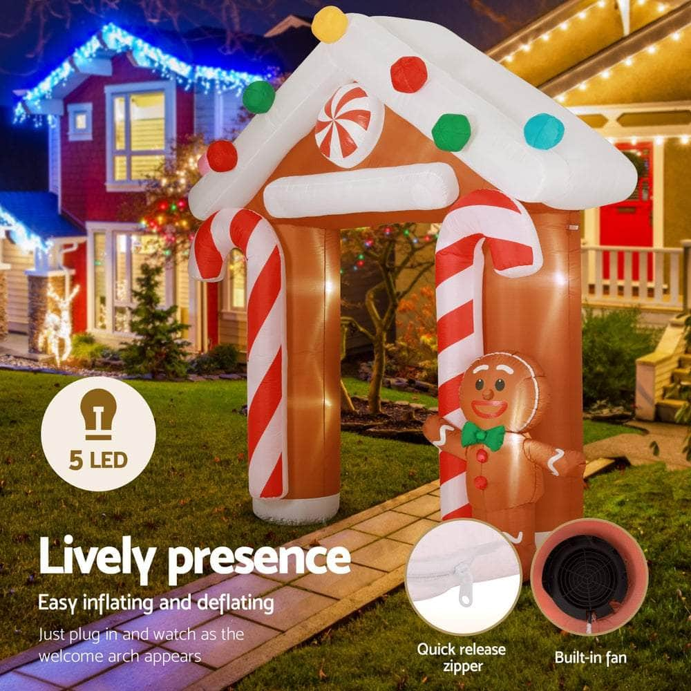 2.8m Gingerbread Archway Christmas Inflatable with LED Lights