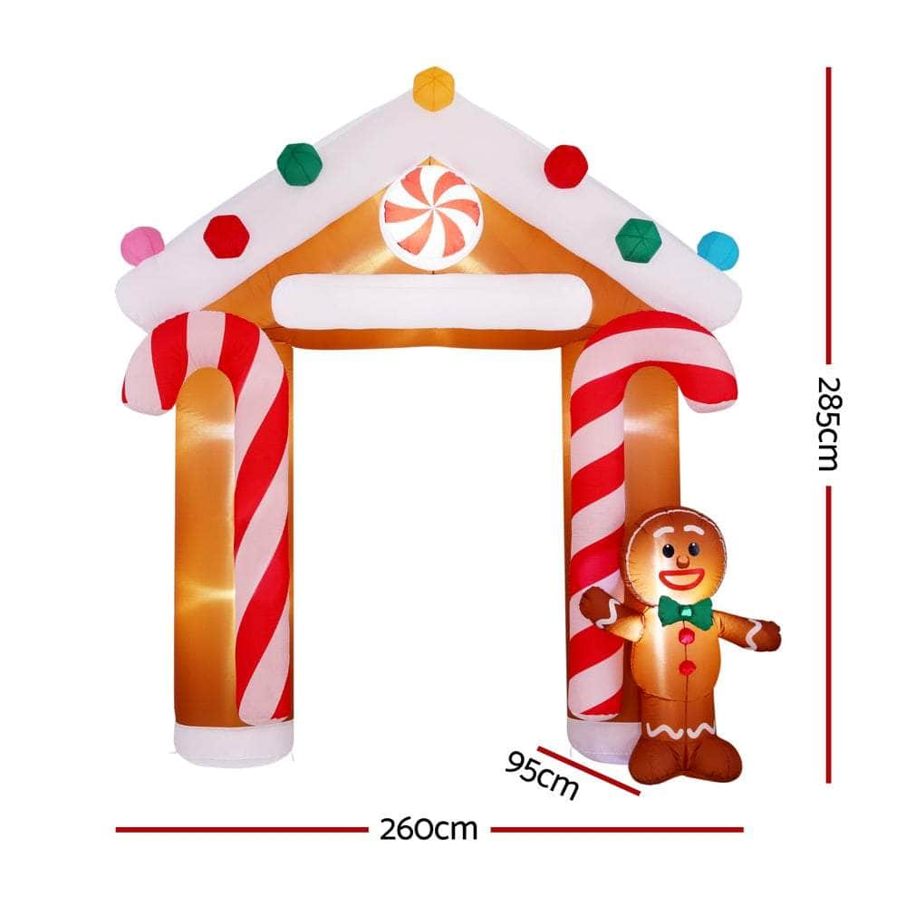 2.8m Gingerbread Archway Christmas Inflatable with LED Lights