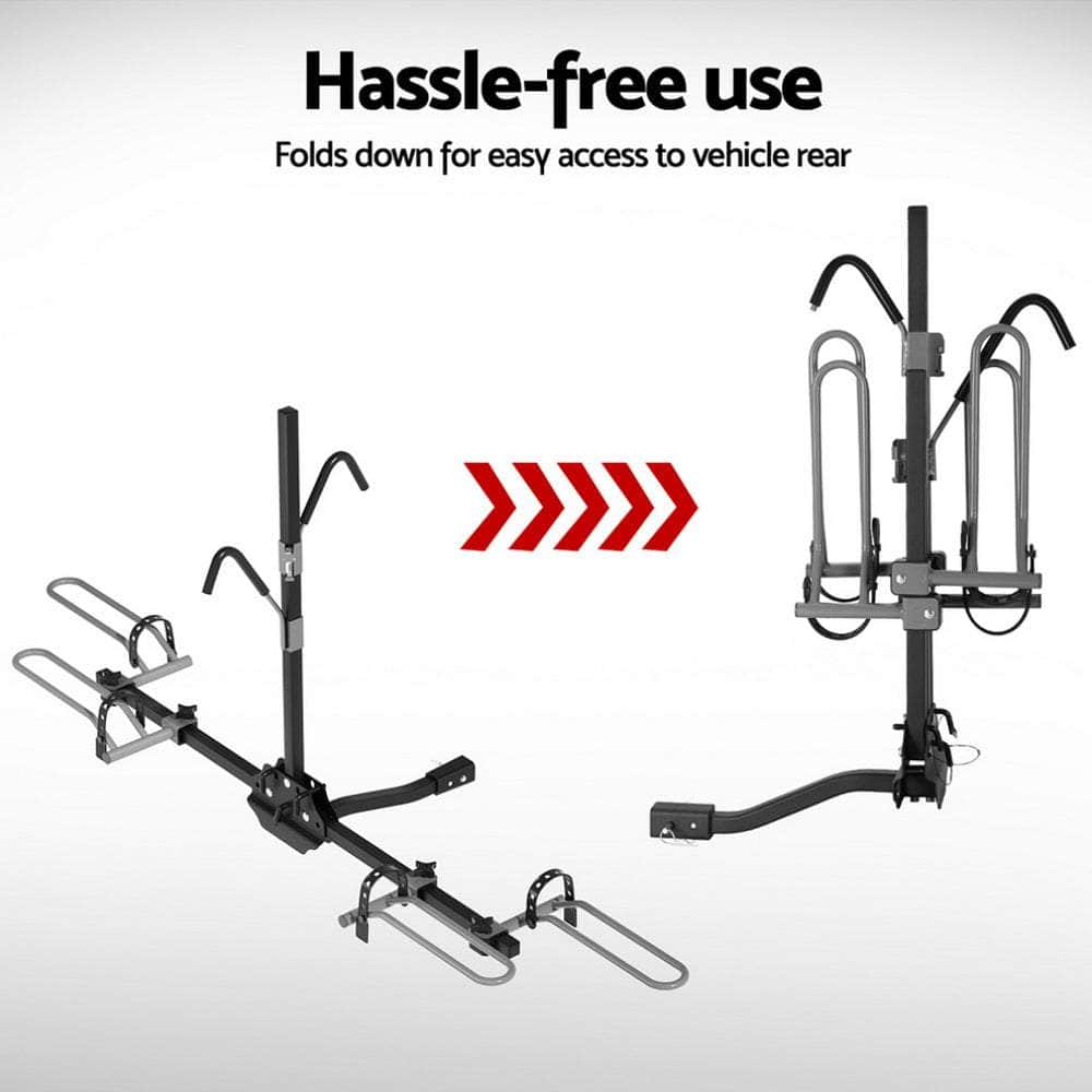 2-Bike Carrier Rack For 2 Hitch Mount - Foldable Black