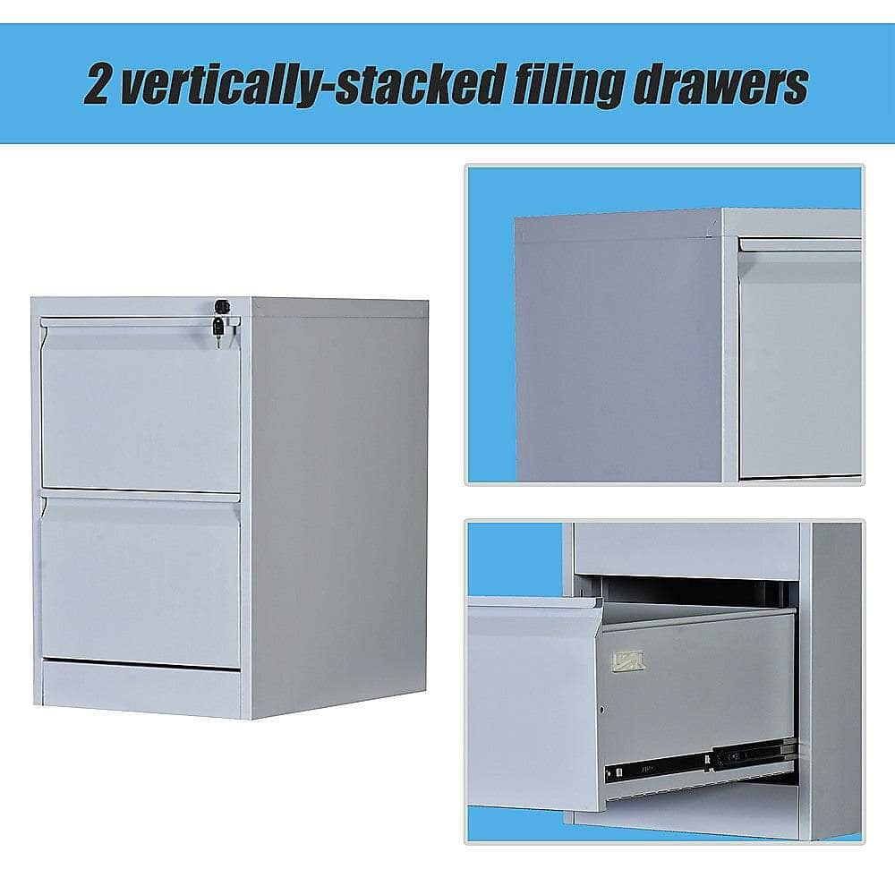 2-Drawer Shelf Office Gym Filing Storage Locker Cabinet