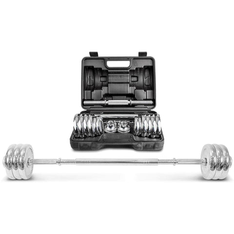 2-in-1 Dumbbell Barbell Set with Case 30kg